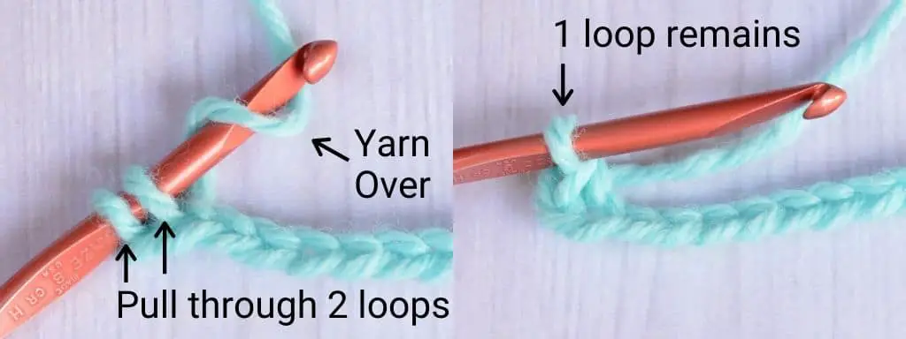The final step for making a single crochet stitch