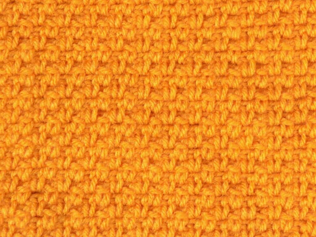 Linen stitch texture in marigold yarn