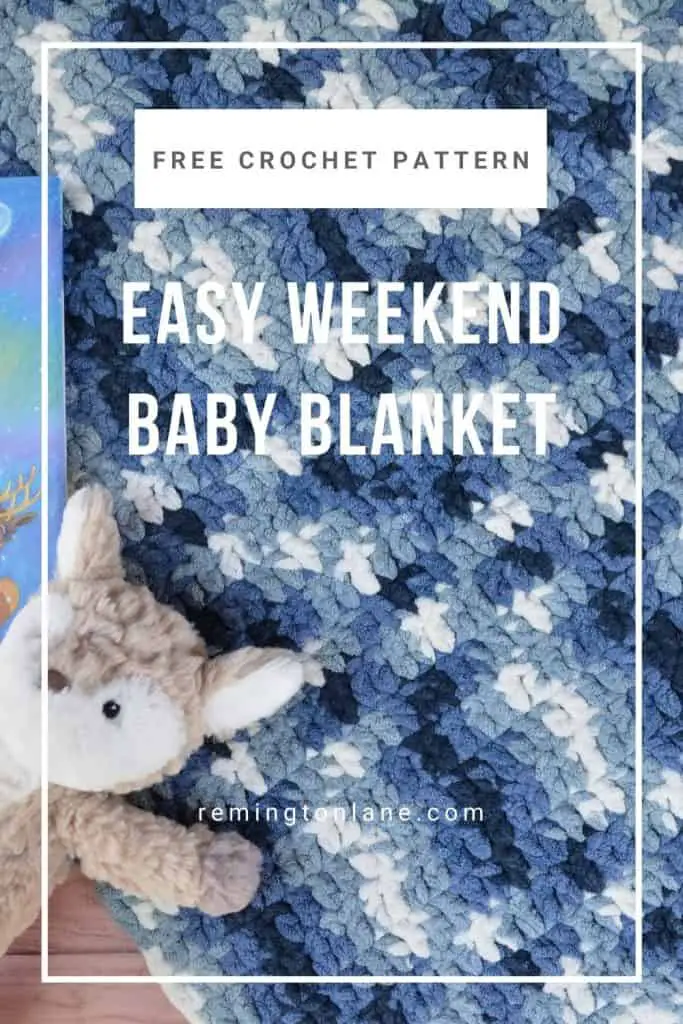 Pinterest image used to save this free crochet baby blanket pattern to Pinterest