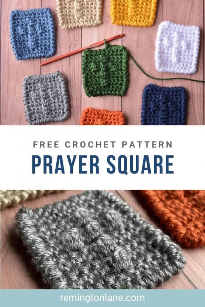 A collection of pocket prayer squares as a reminder to save this post on Pinterest