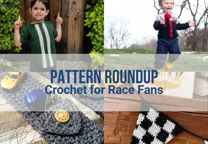 Cover page for the roundup of crochet patterns for race fans