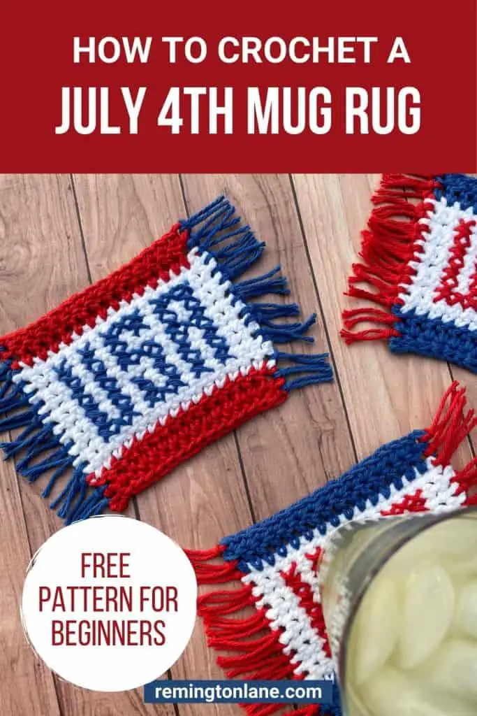 An image reminder to save this free crochet mug rug pattern to Pinterest