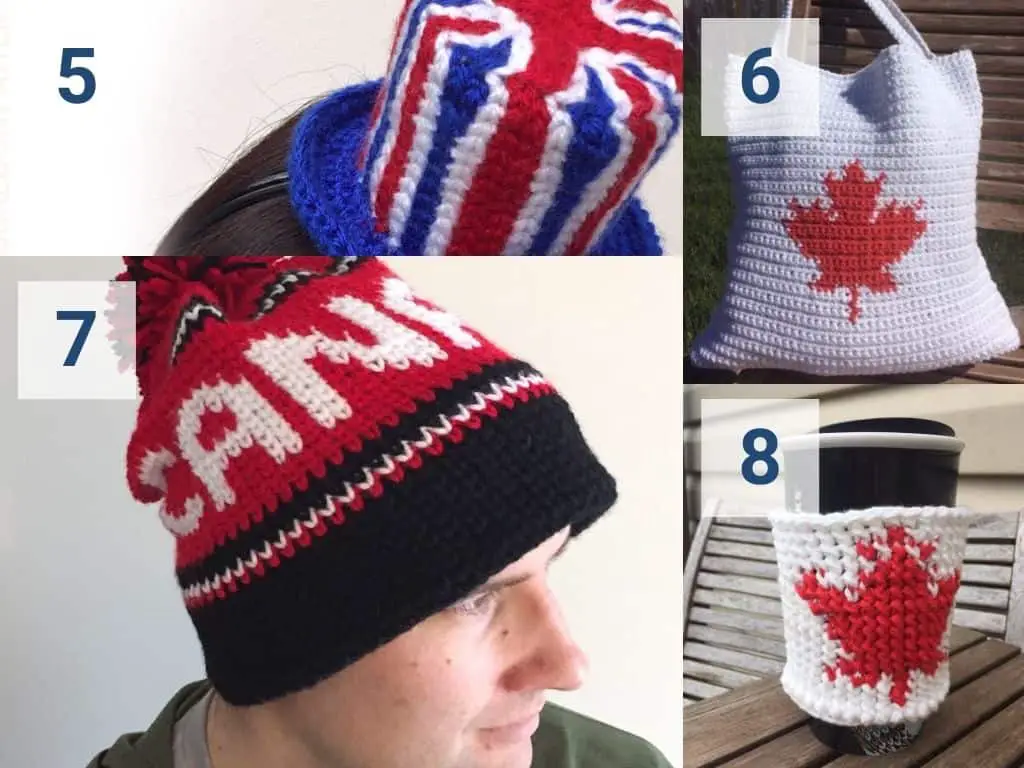 Olympics crochet patterns for Great Britain and Canada