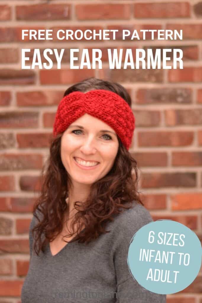 Friendly woman wearing a red winter headband