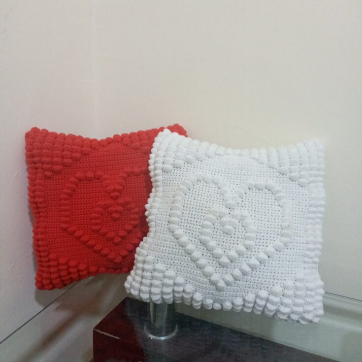 Image for Bobble Crochet Hearts Cushion - Crochet Pattern
