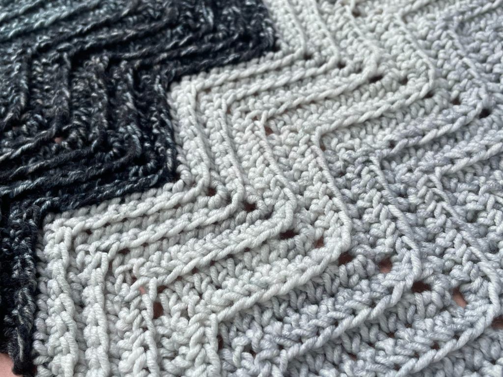 A close up of texture created by grey ombre yarn