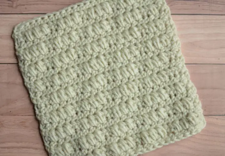 cream textured puff stitch crochet square