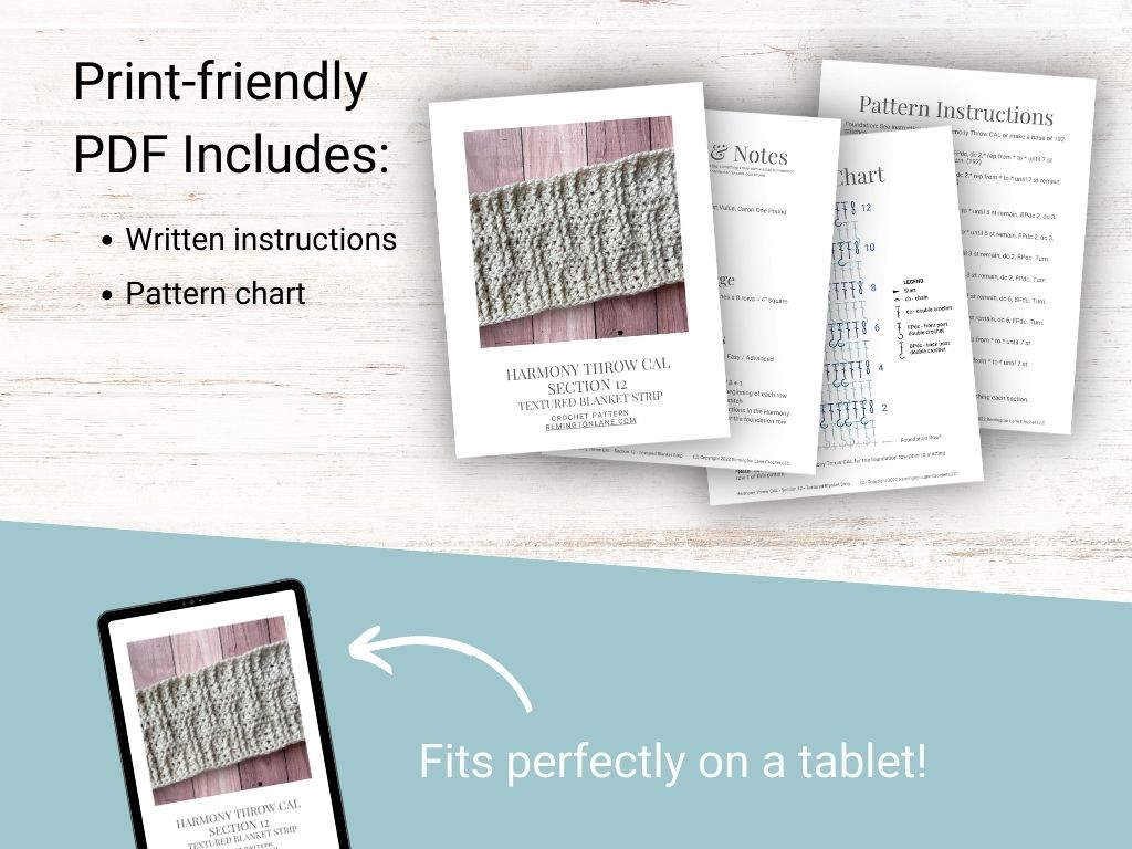 Preview of the premium printable Cozy Ridges Blanket Strip pattern