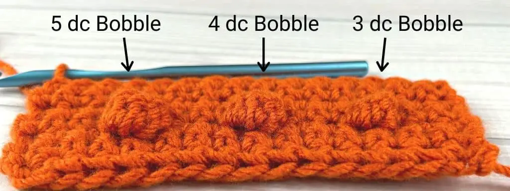 Comparison of different bobble stitch types