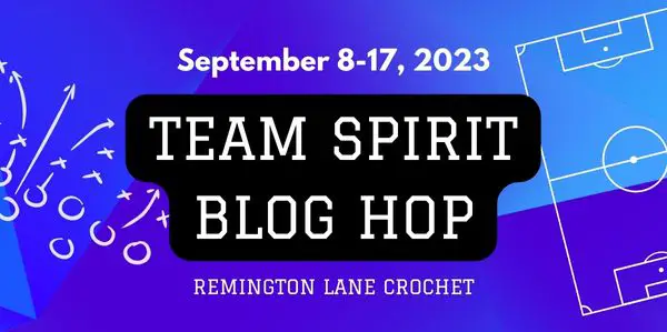 Information about the team spirit crochet pattern blog hop happening in September 2023