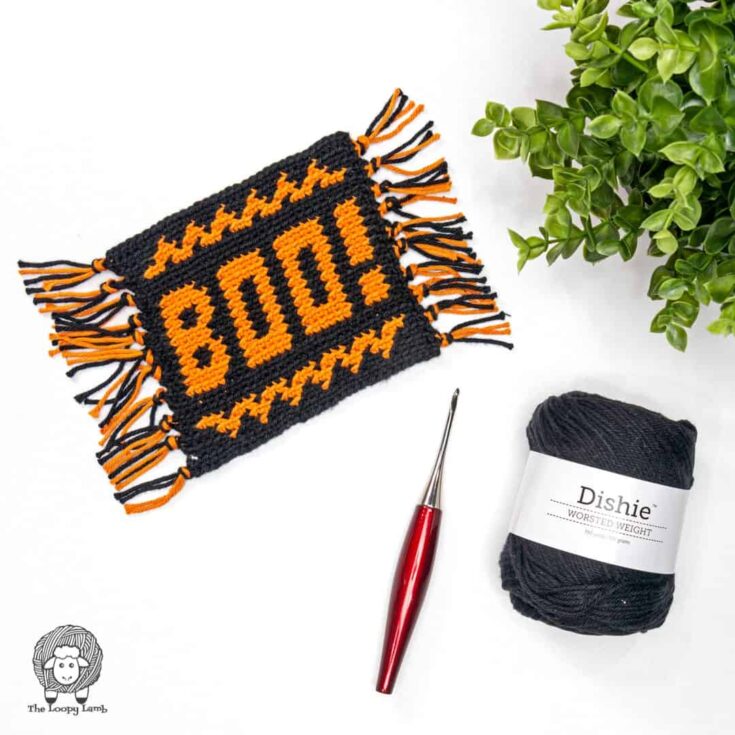 Image for Boo! Crochet Halloween Mug Rug Pattern