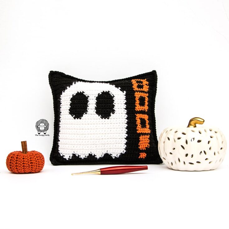 Image for Crochet Halloween Pillow: Mad About Boo