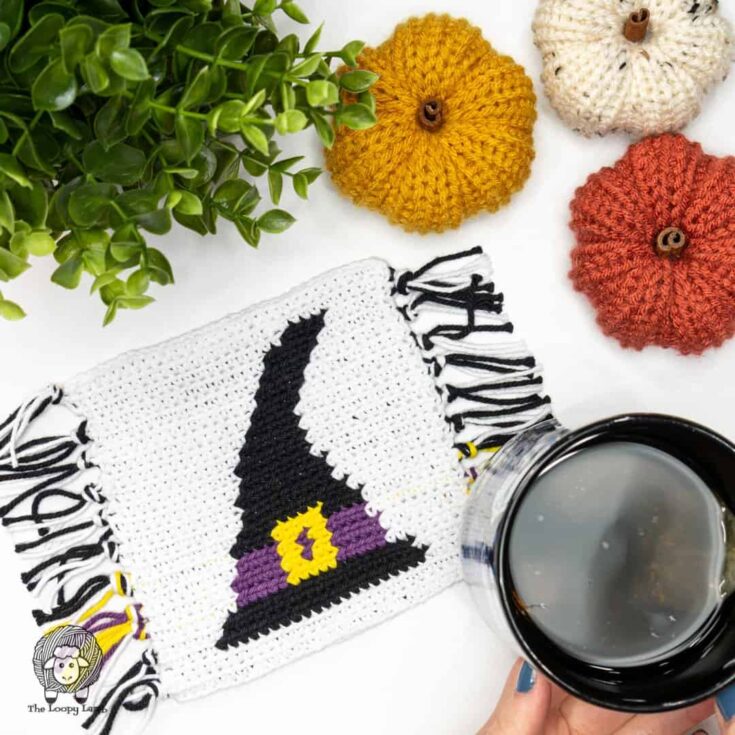 Image for Crochet Witch Hat Mug Rug Free Pattern