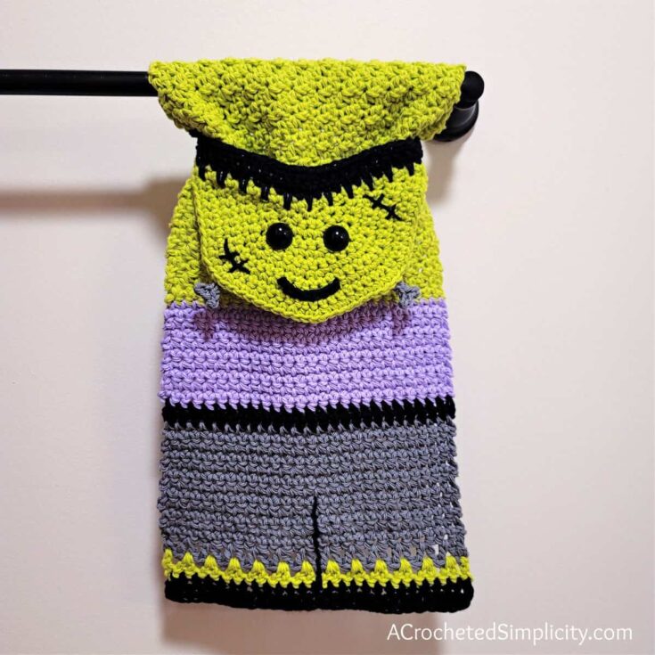 Image for Frankenstein's Monster Kitchen Towel - Free Crochet Towel Pattern