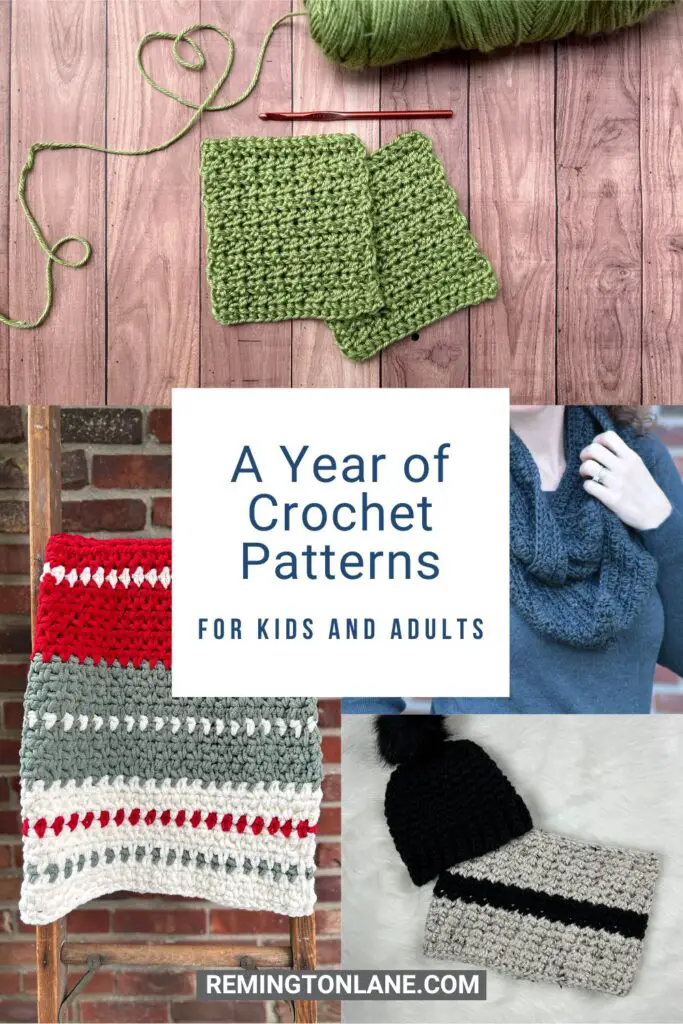 Collage of included crochet patterns designed by Remington Lane Crochet in 2023.