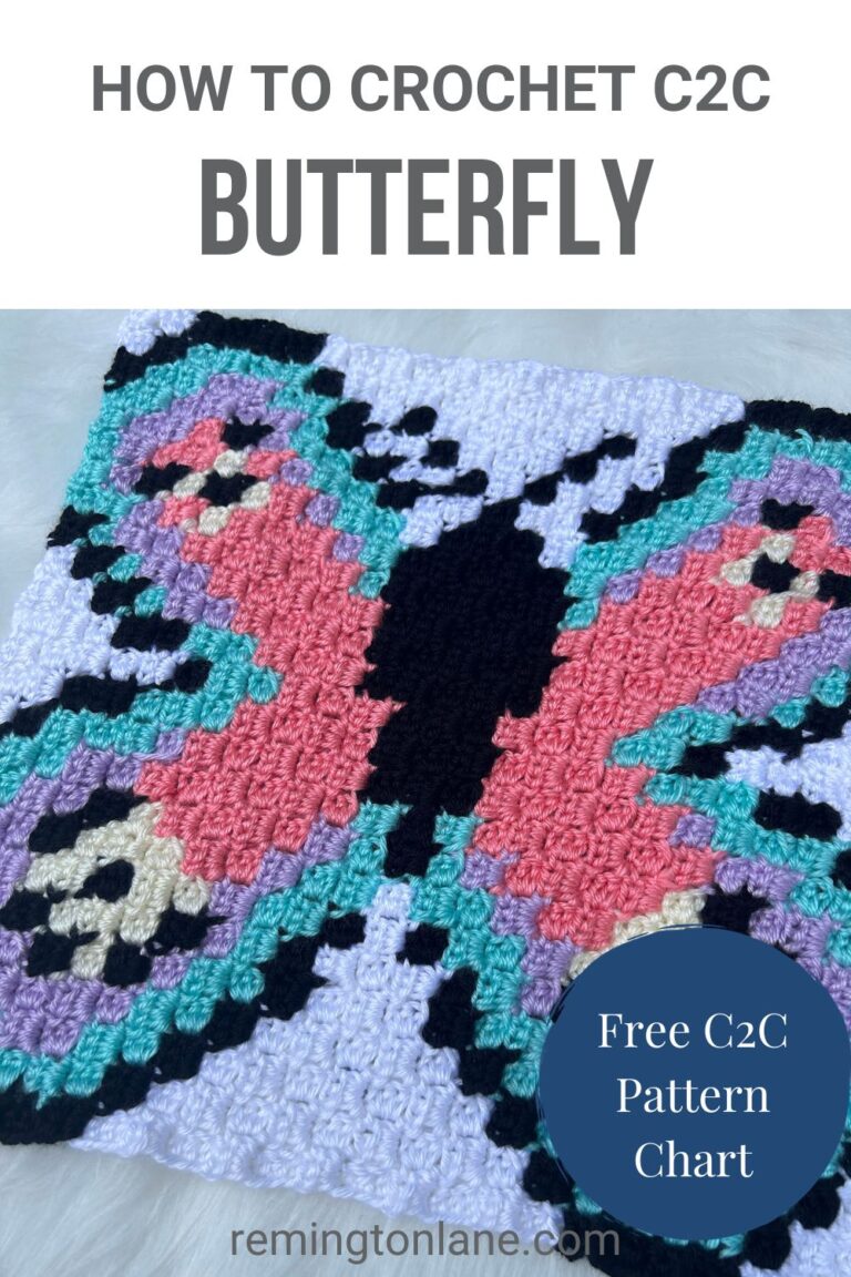 Butterfly C2C Square - Free Crochet Pattern - Remington Lane Crochet