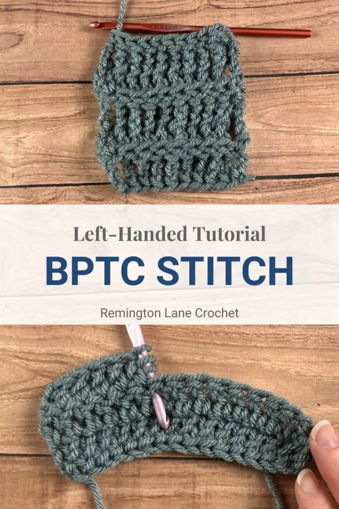 An image you can save as a reminder of how to make the back post treble crochet left-handed stitch