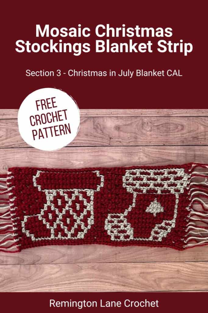 A reminder to save this mosaic Christmas stockings blanket section for later.