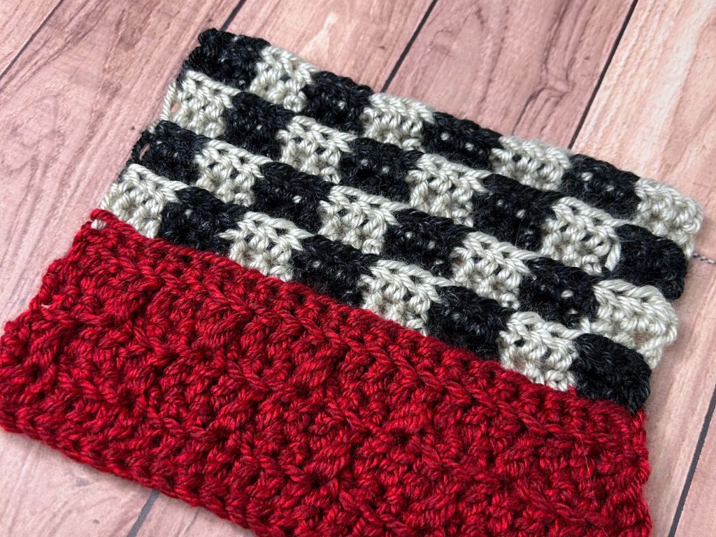 Sample of a race car themed crochet pattern for a section of a blanket.