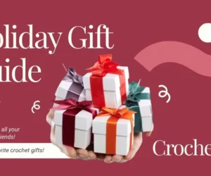 Collage of presents that can hold crochet supplies including yarn, hooks, and handmade items, representing a 2025 crochet gift guide.